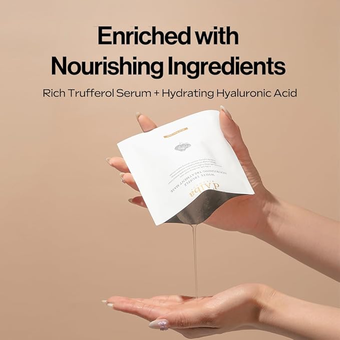 d'alba Piedmont Italian White Truffle Nourishing Mask 10pcs, Vegan Skincare, Nourishing Sheet Mask for Dry and Tired Skin, Deep Hydration, Korean Skin Care (5pcs x 2)