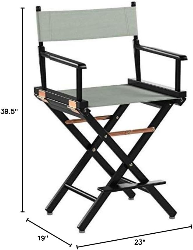 Casual Home 24" Director's Chair Black Frame-with Grey Canvas, Counter Height