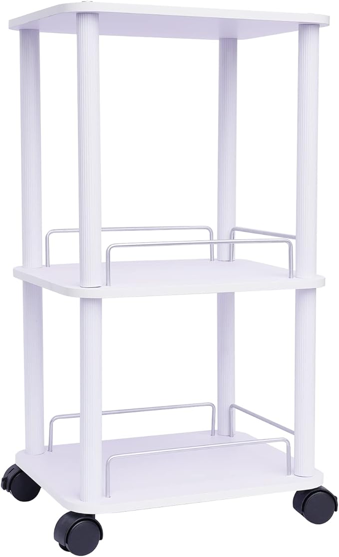 3 Tier Beauty Salon Trolley Cart Pedestal Rolling Cart Spa Stand Roller Trolley with Wheel Beauty Instrument Tray Rolling Cart Home Kitchen Dining Room Living Room Bathroom Bedroom