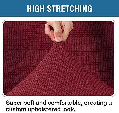 H.VERSAILTEX Ottoman Cover Slipcover Rectangle Fit Length 29'-34' Footrest Sofa Slipcovers Stool Cover Footstool Protector Covers Feature Stretch Soft Jacquard Fabric Removable Washable - Burgundy