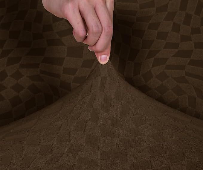 ZNSAYOTX 2026 Rectangle Ottoman Cover (L:45"-56") Super Stretch Soft Footrest Slipcover Form Fit, Universal Folding Foot Stool Covers with Non-Slip Elastic Band, Fashion Jacquard Texture, Coffee