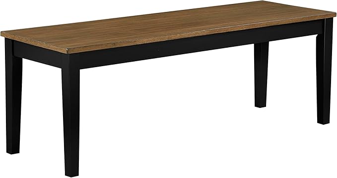 Lexicon 48" W Brown Black Dining Bench for Table - Solid Wood Frame Entryway Bench, Wood Seat, Sturdy Accent Seating for Kitchen, Living Room, Dining Room, Easy Assembly, Two-Tone (Brown and Black)