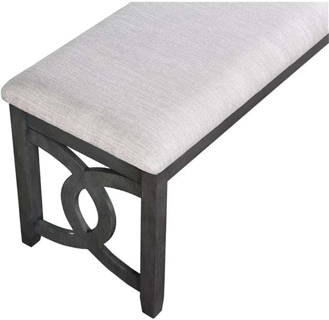 New Classic Furniture Gia Upholstered Dining Bench, Smoky Gray Finish