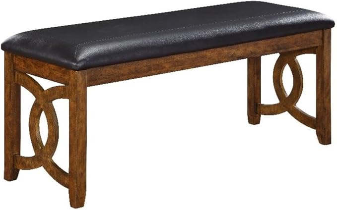 New Classic Furniture Gia Upholstered Dining Bench, Warm Brown Finish