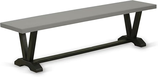 East West Furniture VB697 V-Style Dining Bench with Wood Seat, 72x15x18 Inch, Multi-Color