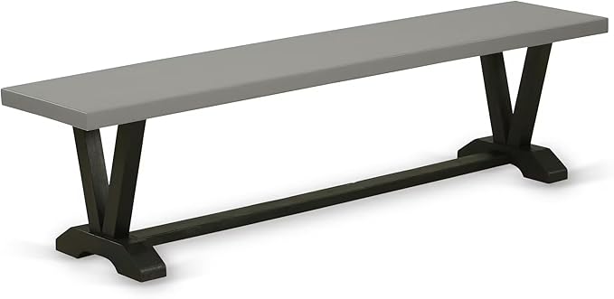 East West Furniture VB697 V-Style Dining Bench with Wood Seat, 72x15x18 Inch, Multi-Color