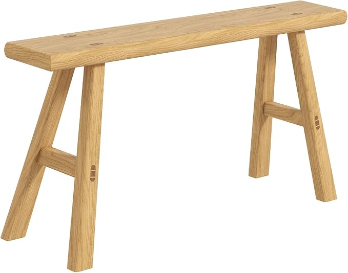 Vintage Wooden Bench Noodle Bench Asian Farmhouse Indoor Wooden Bench Handmade Solid Wood Decorative Stool for Living Room Dining Bedroom Entryway 2-3ps