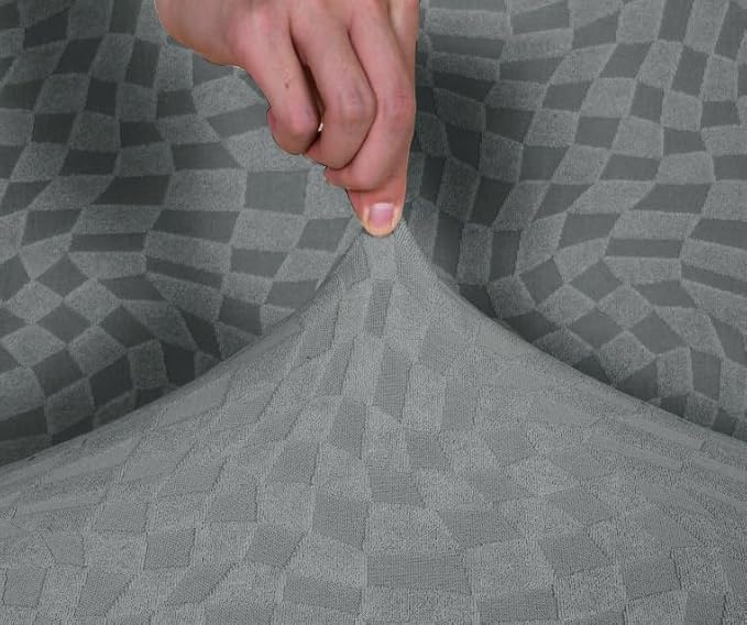 ZNSAYOTX 2026 Rectangle Ottoman Cover (L:35"-45") Super Stretch Soft Footrest Slipcover Form Fit, Universal Folding Foot Stool Covers with Non-Slip Elastic Band, Fashion Jacquard Texture, Light Grey