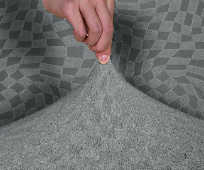 ZNSAYOTX 2026 Rectangle Ottoman Cover (L:18"-27") Super Stretch Soft Footrest Slipcover Form Fit, Universal Folding Foot Stool Covers with Non-Slip Elastic Band, Fashion Jacquard Texture, Light Grey