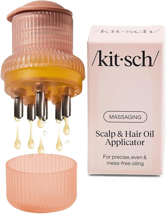 Kitsch スカルプ＆ヘアオイルアプリケーター – ステンレス毛 スカルプオイルアプリケーター 均一塗布、散らかりにくいオイル塗布、ヘッドマッサージャースカルプ – 根元やあらゆる髪質に使える精密ヘアケアツール