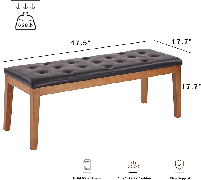 Ottoman Bench Upholstered Padded Seat with Solid Wood Legs and Button-Tufted, Big Oversized Ottoman, Velvet Green