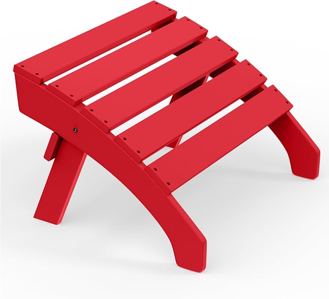 Costaelm Adirondack Chair Footrest, Patio Footstool, Ottoman Outdoor Foot Rest for Patio Waterproof, Adirondack Ottoman Patio Footstool, Red
