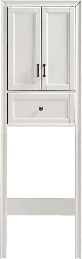 Crosley Furniture Tara Over The Toilet Storage Cabinet and Bathroom Organizer with a Drawer and Shelves, Vintage White