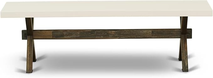 East West Furniture XB726 X-Style Mid Century Modern Dining Bench with Solid Wood Seat, 60x15x18 Inch, Multi-Color