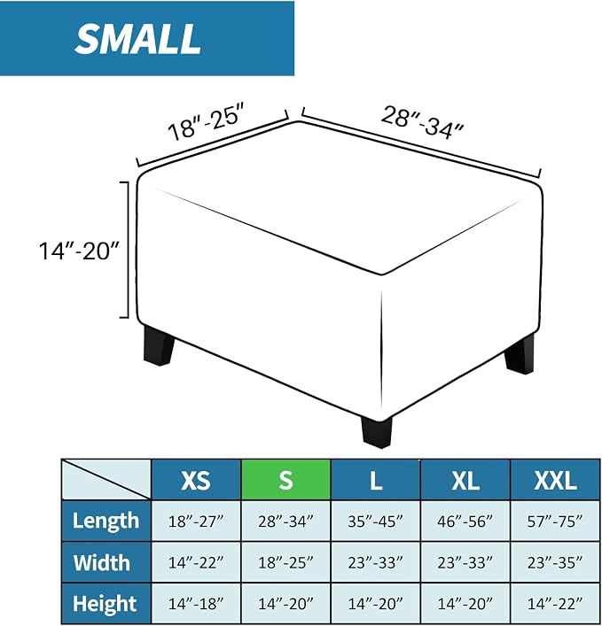 ZNSAYOTX 2026 Rectangle Ottoman Cover (L:28"-34") Super Stretch Soft Footrest Slipcover Form Fit, Universal Folding Foot Stool Covers with Non-Slip Elastic Band, Fashion Jacquard Texture, Coffee