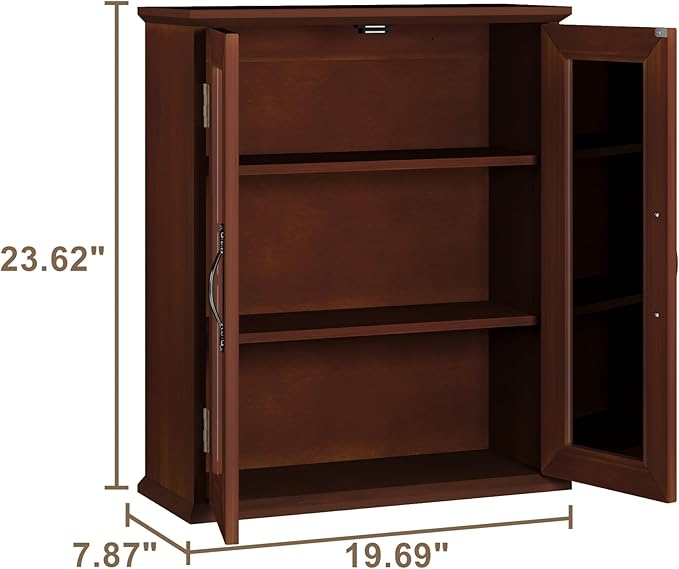 ChooChoo Bathroom Wall Cabinet, Medicine Cabinet with Acrylic Doors, Wall Mounted Over The Toilet Storage Cabinet with Adjustable Shelves for Bathroom, Kitchen, and Laundry Room, Walnut