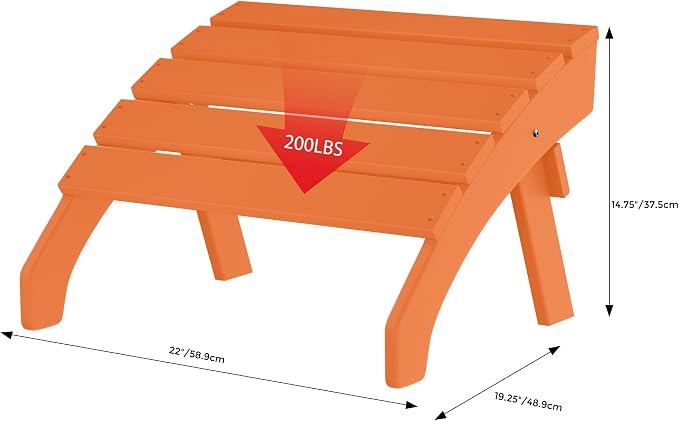 Costaelm Adirondack Chair Footrest, Patio Footstool, Ottoman Outdoor Foot Rest for Patio Waterproof, Adirondack Ottoman Patio Footstool, Orange