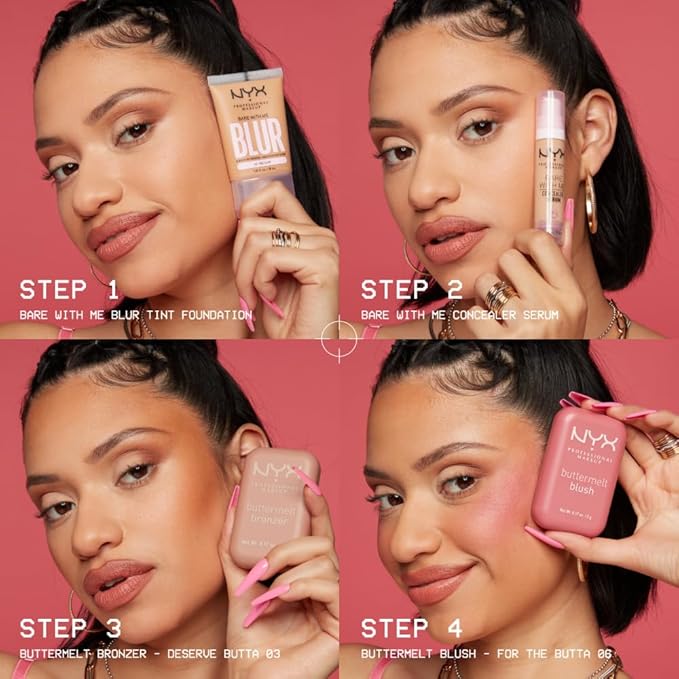 NYX PROFESSIONAL MAKEUP バターメルト パウダーブラッシュ、色あせ・色移りしにくいチーク、最長12時間メイクアップが持続、ヴィーガンフォーミュラ - フォー・ザ・バタ