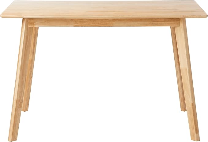 Amazon Basics FSC Certified Sturdy Solid Wood Rectangular Dining Table, Easy Assembly, Kitchen Table, 29.5"D x 47.2"W x 29.5"H, Natural Wood