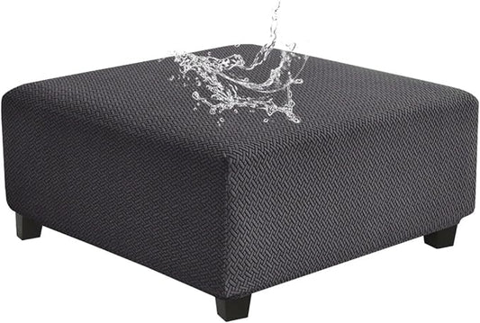 Levoberg Waterproof Square Ottoman Cover Large Square Folding Storage Ottoman Bench Slipcovers Footrest Stool Covers Oversized Ottoman Coffee Table Covers Cube with Elastic Bottom S Dark Gray