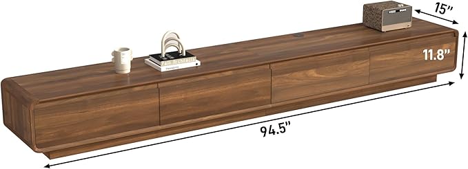 chartustriable 94.5" Minimalist Floating TV Stand for TVs up to 100 Inches, Modern Wall Mounted Media Console with 2 Drawers, Entertainment Center for Living Room, Brown
