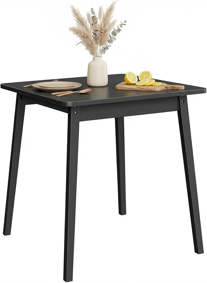 HOOBRO Bamboo Dining Table, Square Dining Table for 2, 27.6" Kitchen Table for Small Space, Writing Table, Easy to Assemble, for Dining Room, Living Room, Office, Kitchen, Apartment, Black BK70CZ01G1