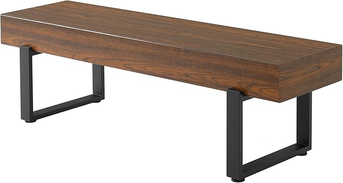 Merax 59" Wooden Dining Bench, Farmhouse Indoor Kitchen Table Benches, Bed Bench, Industrial Shoe Bench, Entryway Benches, Espresso