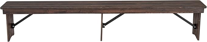 Flash Furniture HERCULES 8' x 12" Solid Pine Folding Farm Bench in Antique Rustic Mahogany