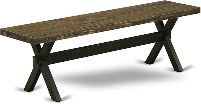 East West Furniture XB676 X-Style Modern Dining Room Bench with Wooden Seat, 60x15x18 Inch, Multi-Color