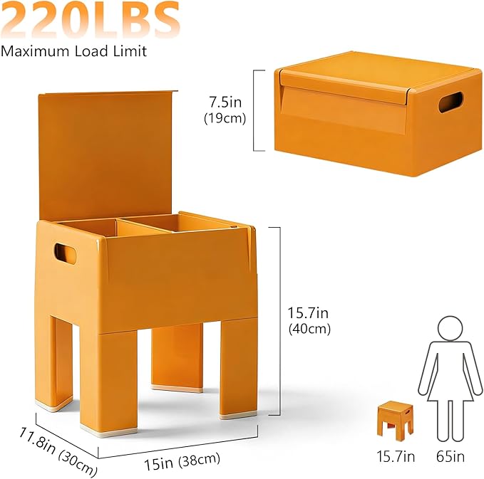 Nightstand Bedside Table with Storage Space, Multifunctional Colorful Plastic End Table Small Side Table for Bedroom, Dorm and Small Spaces, Easy Assembly(11.8" D x 15" W x 15.7" H, Orange)