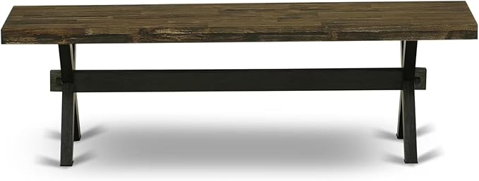East West Furniture XB676 X-Style Modern Dining Room Bench with Wooden Seat, 60x15x18 Inch, Multi-Color