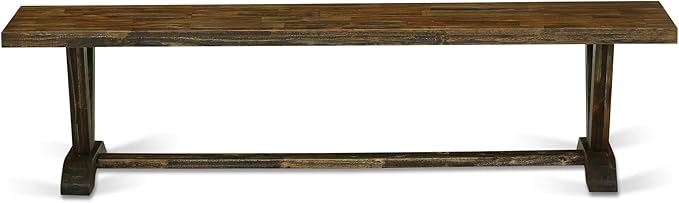 East West Furniture VB777 V-Style Dining Bench with Wooden Seat, 72x15x18 Inch, Multi-Color