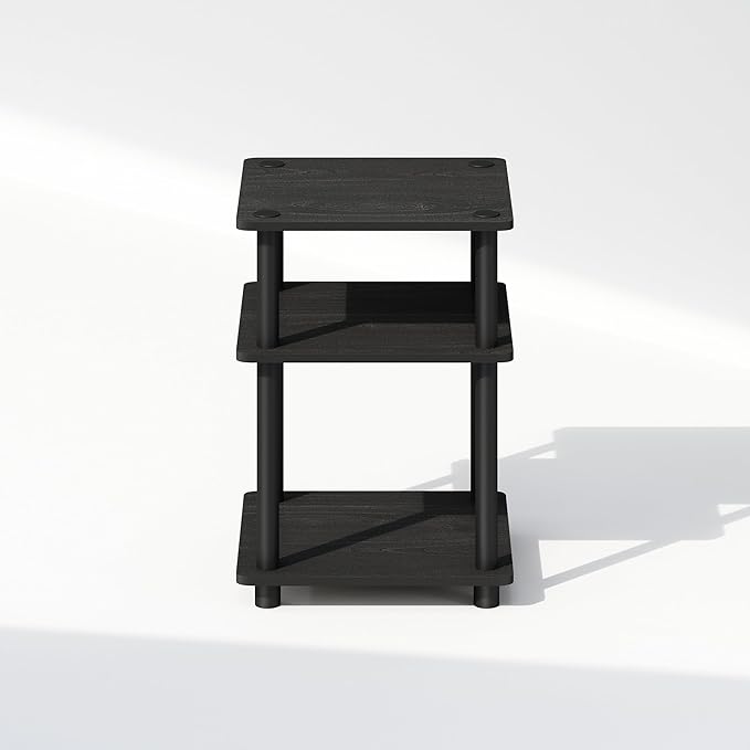 Furinno Turn-N-Tube Night Stand, 3-Tier Nightstand with Open Shelf, Bedside Table, End Table, Side Table, for Bedroom, Closet, Dorm, Black