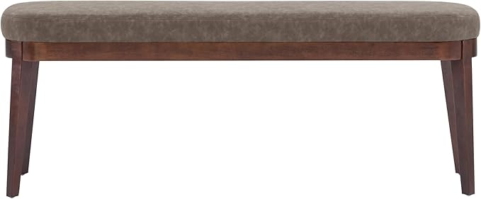 Christopher Knight Home Ella Mid-Century Faux Leather Upholstered Dining Bench, End of Bed Footrest, Entryway/Hallway Seating, Indoor Ottoman Bench with Padded Seat and Solid Wood Leg, Brown