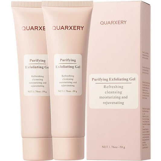QUARXERY ピュリファイングピーリングジェル フェイス用 2個パック、マイルド保湿ピーリングジェル、角質除去、埃、その他不純物を除去しニキビ予防、ナイアシンアミド、ビタミンE配合
