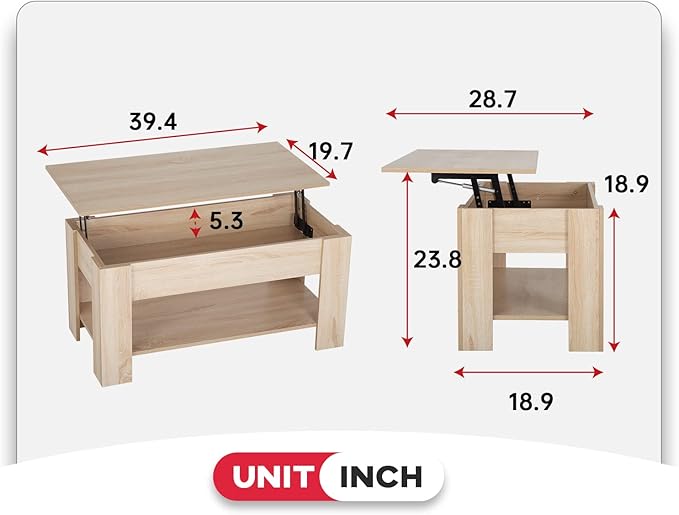 Lift Top Coffee Table with Lift Tabletop Hidden Compartment and Storage Shelf Wooden Living Room Table for Home Reception Room Office,Grey