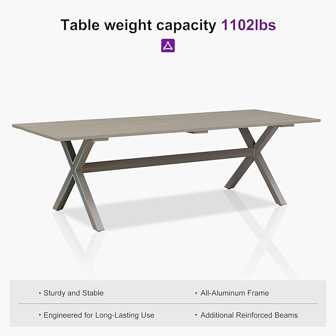 PURPLE LEAF Patio Dining Set for 10 All-Weather Wicker 11 Piece Aluminium Outdoor Table and Chairs Set Included Cushions for Backyard Indoor Decor Kitchen Modern Outdoor Furniture Set Champagne