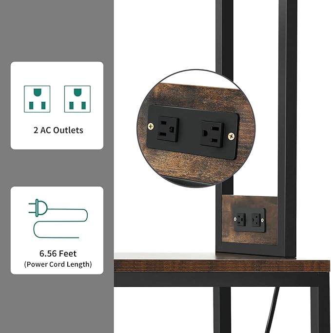 YITAHOME Kitchen Microwave Bakers Stand Wine Rack Coffee Bar Storage for Liquor Glasses Power Outlet Wine Rack Freestanding Floor Tall Farmhouse Shelf Dining Room Hutch 35 Inch Large, Rustic Brown