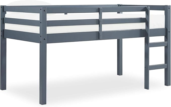 DHP Milton Twin Loft Bed, Space Saving Design, Solid Pine Wood, White Finish