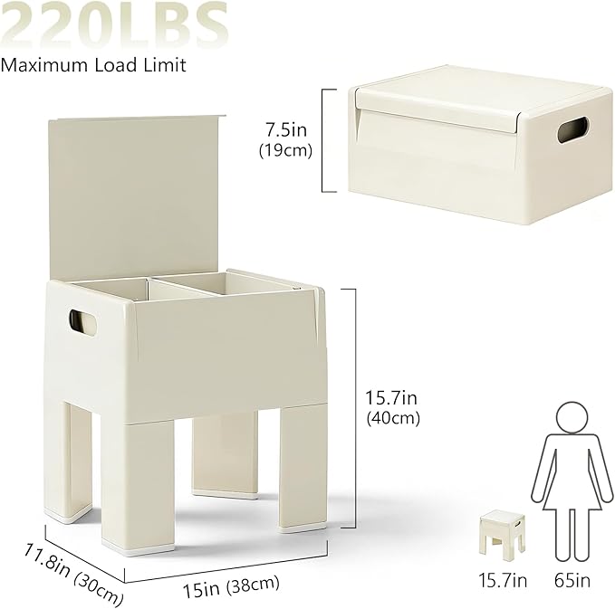 Nightstand Bedside Table with Storage Space, Multifunctional Colorful Plastic End Table Small Side Table for Bedroom, Dorm and Small Spaces, Easy Assembly(11.8" D x 15" W x 15.7" H, White)