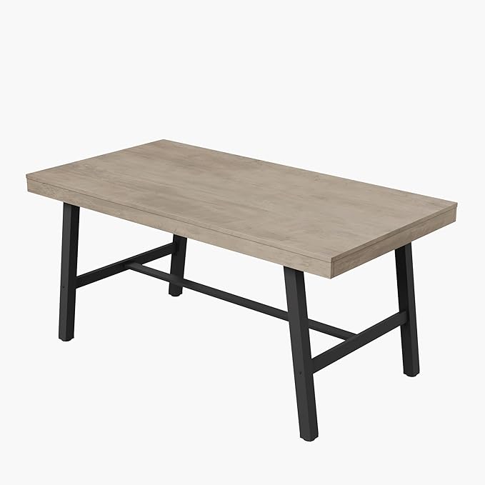GarveeHome Industrial Dining Table for 2-4, 55" Heavy Duty Rectangular Kitchen Table with 2"×2" Metal Legs, Small Space Dining Table for Kitchen, Dining Room (Grey, 55" Non-extendable)