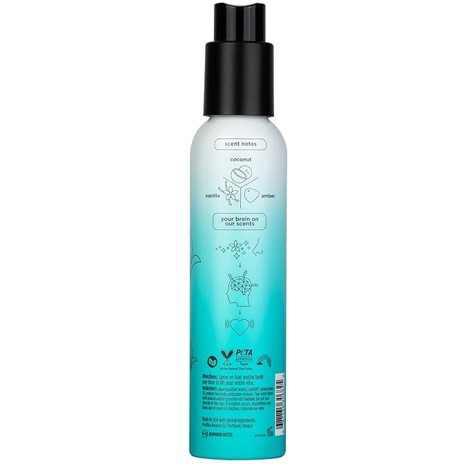 Pacifica インディアンココナッツネクター ヘアミストパフューム＆全身スプレー（女性用） - ティアレ、シュガー、バニラ、アーモンド＆アンバーの香りのボディミスト。クリーンビューティー、アルコールフリー、ヴィーガン＆クルエルティフリー、5オンス