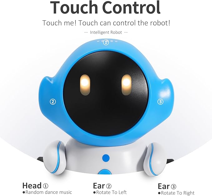 GILOBABY Interactive Robot for Kids Ages 3-8 – Rechargeable with Voice Control & Playback Mode – Educational Toy that Sings, Dances and Touch Control (Blue)
