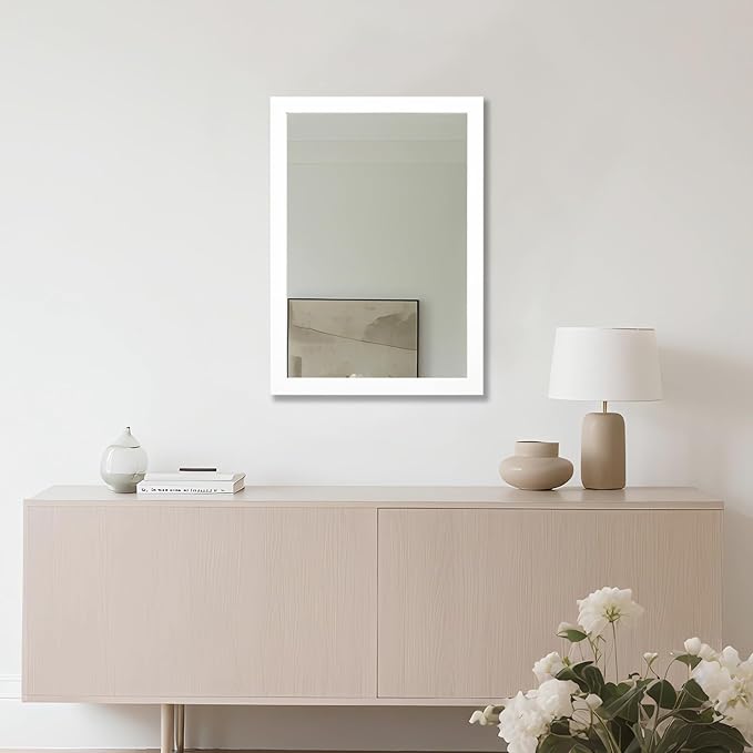 Ruomeng Rectangular Wall Mirror 20" x 28" for Bathroom, Bedroom, Entryway, Living Room, White