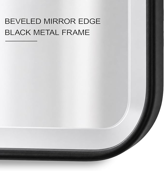 Fundin Black Plastic Medicine Cabinet, Mirror Door with Round Corner Metal Frame, Recessed and Surface Mount Bathroom Wall Medicine Cabinet, 16 x 28 inch Mirror Size