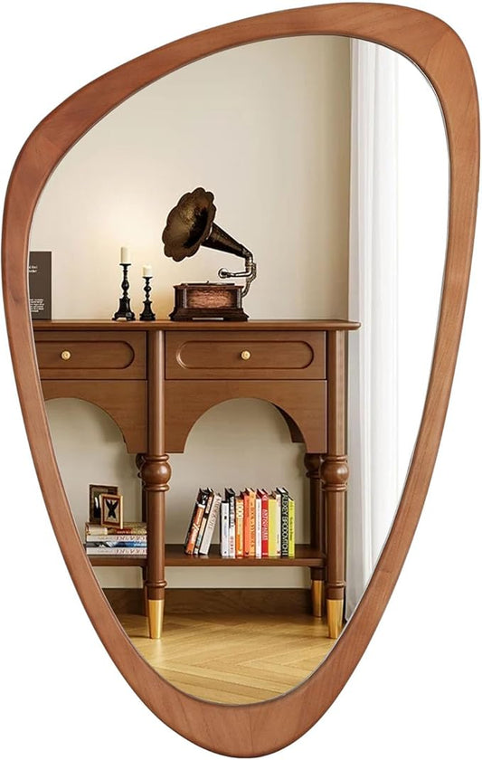 WallBeyond Asymmetrical Mirror, Irregular Wall Mirror, Wall Mirrors Decorative for Bedroom Living Room Entryway Hall, Wood Mirror for mid Century Modern Decor 36" H x 23" W