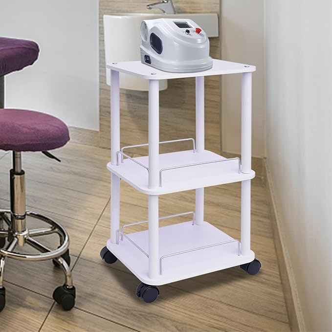 3 Tier Beauty Salon Trolley Cart Pedestal Rolling Cart Spa Stand Roller Trolley with Wheel Beauty Instrument Tray Rolling Cart Home Kitchen Dining Room Living Room Bathroom Bedroom