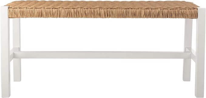 Alaterre Furniture Newport 40 Inch Solid Wood Entryway Bench - Modern Farmhouse Indoor Decorative Bench with Handcrafted Woven Rope Seat - Furniture for Entryway, Dining Room, or Kitchen (White)