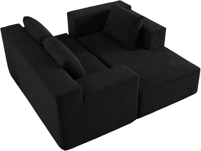 ANONER 103” Modular Sectional Sofa - L Shaped Upholstered Cloud Couch, Free Combination Deep Seat Corner Sofa, Sectional Couches for Living Room, Modern Minimalist Couch, Black