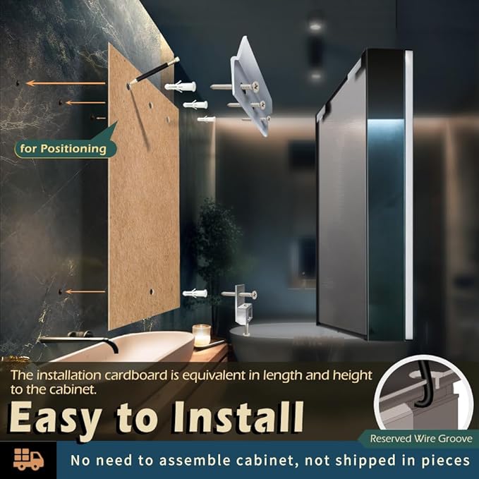 KWW LED Lighted Bathroom Medicine Cabinet with Sockets & USBs, Defogger, Dimmable, 3 Color Light Makeup Mirror, Easy to Install, Wall Mounted Cabinet (Left hinge-21 * 28)